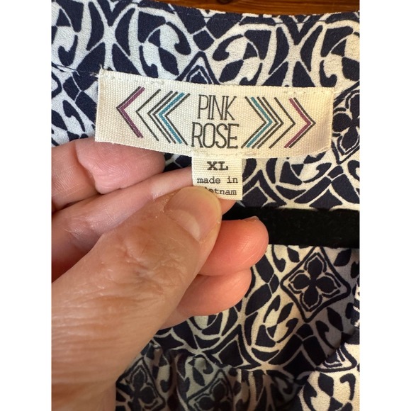 Pink‎ Rose Navy Patterned Tunic Size XL - Picture 7 of 8